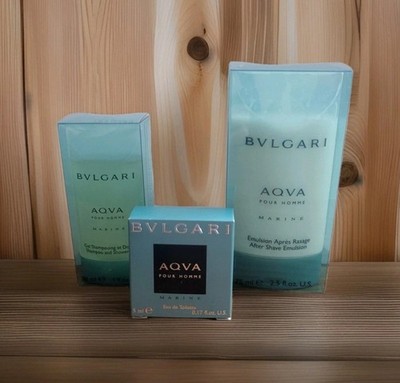 Bvlgari Aqva Marine Travel Mini Set Eau De Toiletter, After Shave & Shower Gel 