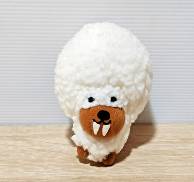 San-X Afro Ken Dog Ice Age White Mammoth Plush Toy keychain Afroken 4'' Japan