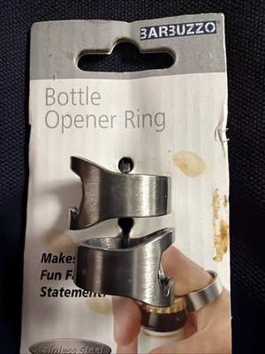 BARBUZZO  Bottle Opener Ring Set of 2 Stainless Steel NEW