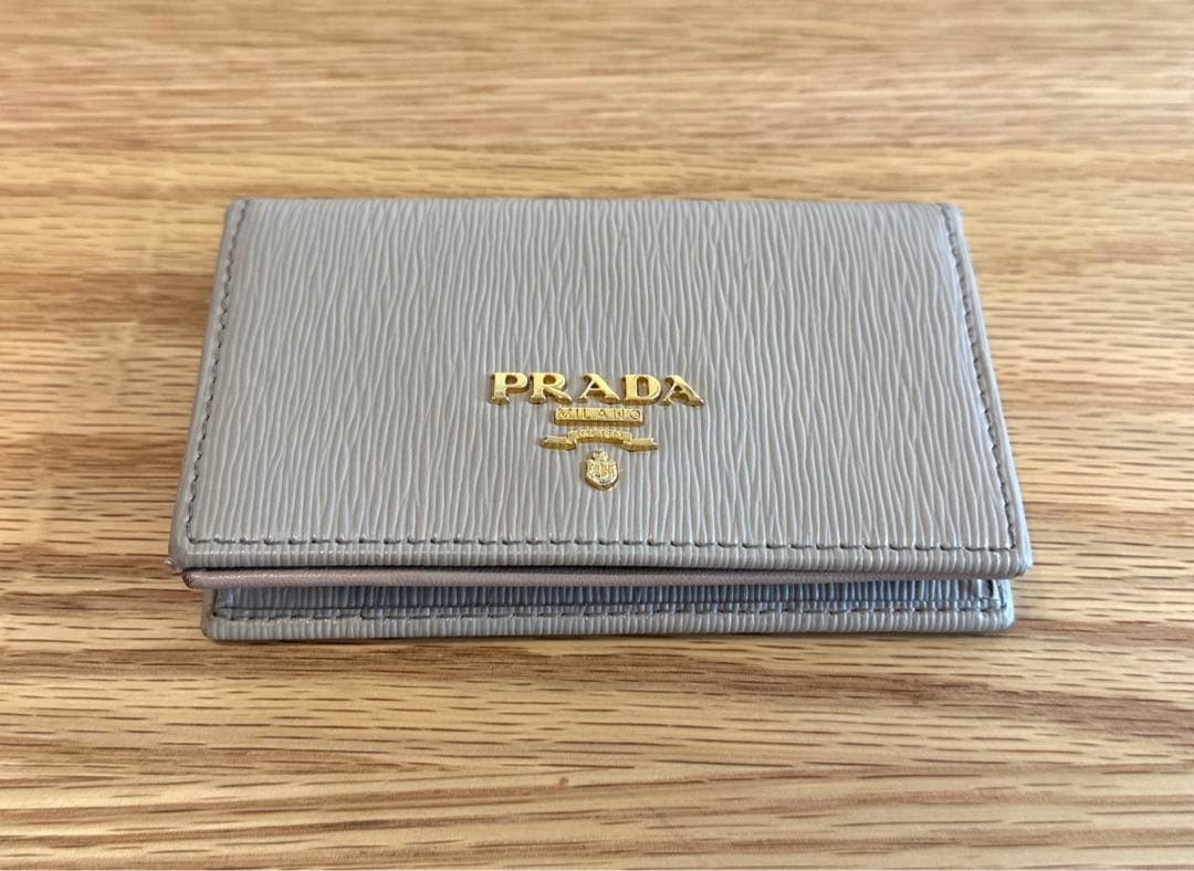 PRADA Saffiano Leather Business Card Holder Cammeo Pink-Beige Used thumbnail 2
