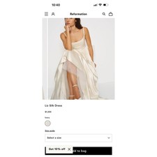 Reformation Liz Silk Dress Ivory Square Neck Spaghetti Straps A Line Gown