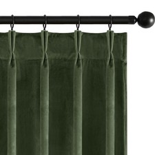 Velvet Curtains 108 inches Long, Pinch 40"W x 108"L Pack of 2 Olive Green