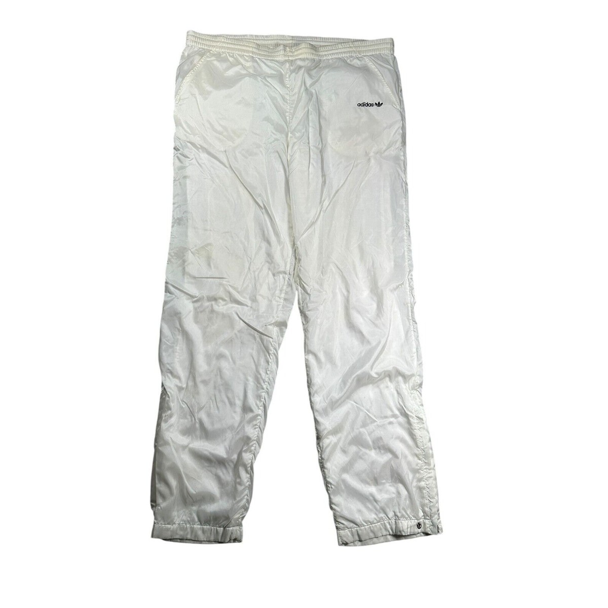 Adidas Mens Large 42-44 White Windbreaker Pants Vintage 90's