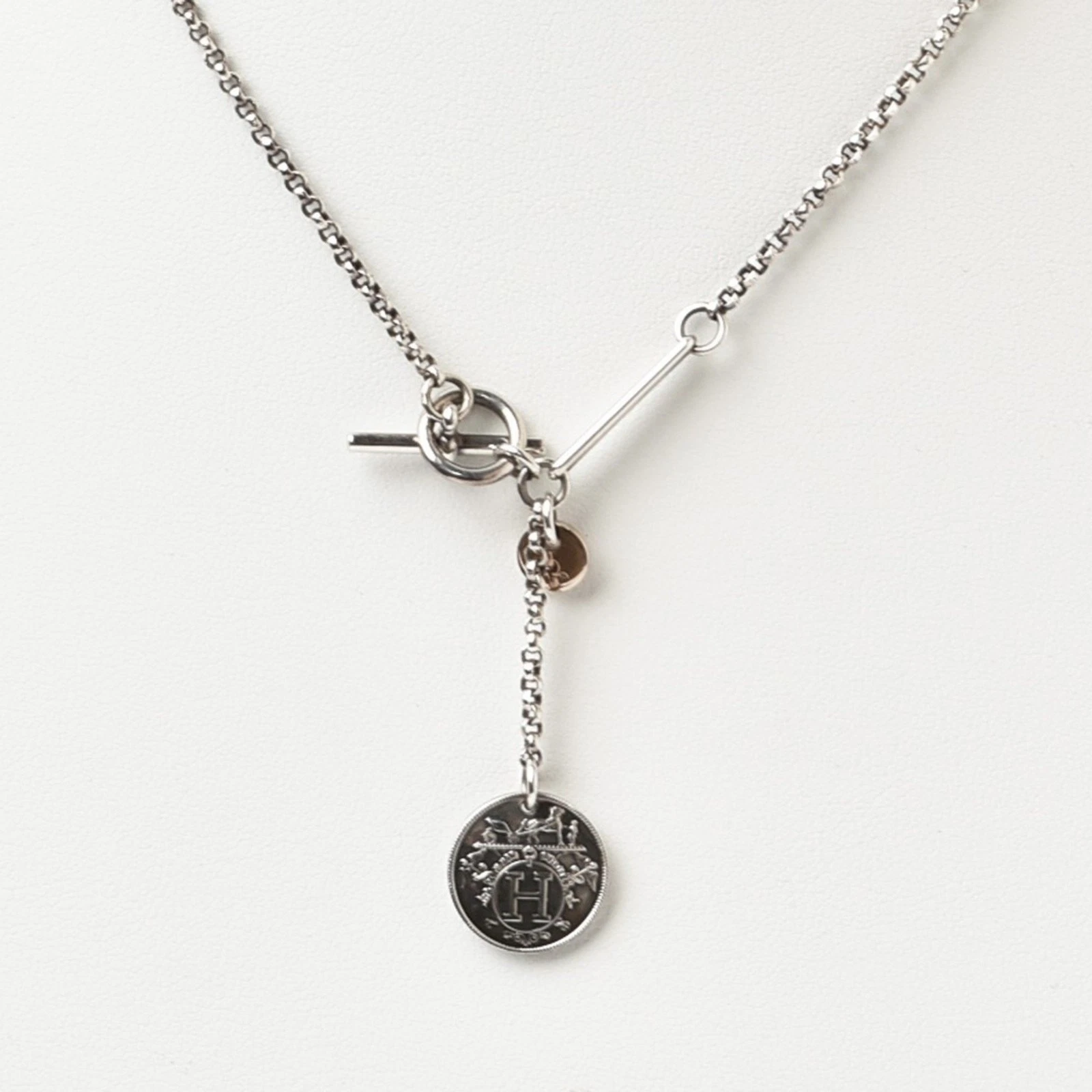 HERMÈS Hermes Ciondolo Collana HERMES Exlibris PM Argento 925 18KPG Ag925 GZl18p76