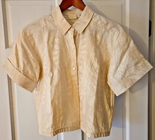 NWOT Spartina 449 Kai Linen Shirt Callawassie Palmetto Tan Womens M Short