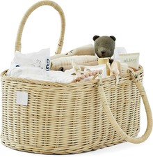 Handmade Rattan Baby Diaper Caddy Organizer Cotton Liner