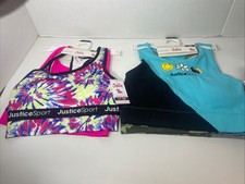 4 Bras Justice Girls Kids Crop Bralette Removable Pads Cotton Sports Bra Size 30