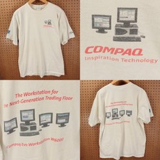 COMPAQ Evo Workstation W6000 t-shirt XL vtg y2k wall street stock market finance