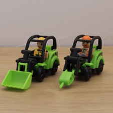 Wooden Train Track Construction Vehicles Digger & Loader Set with Workers New