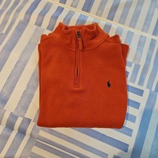 Polo Ralph Lauren 1/4 Zip Pullover Mock Neck Orange Sweater YOUTH Medium 12/14