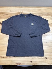 Carhartt K126 Gray Original Loose Fit Long Sleeve Pocket T-Shirt Size Small