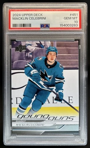 2024-25 Upper Deck Macklin Celebrini Rookie Young Guns RC #451 Sharks PSA 10