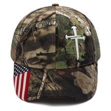 Jesus 3 Nail Cross Adjustable Baseball Cap with American Flag Hats for Men an...