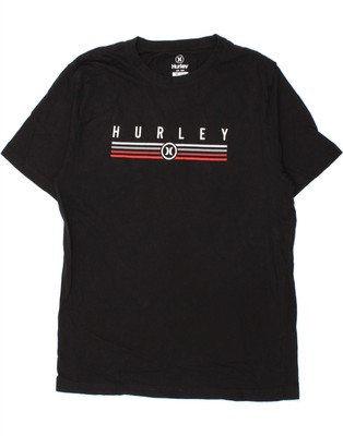 HURLEY Herren Grafik T-Shirt Oberteil Medium schwarz Baumwolle CK07