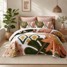 NEW Anthropologie Queen Abstract Boho Reversible Quilt Bedspread Bedding Set