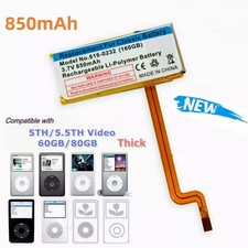850 mAh Replacement Battery iPod Classic 5th 6th Generation A1238 A1136 Thick