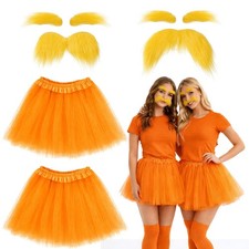 4 PCS Halloween Costume Accessories Set for Women Include Orange Tutu Skirts