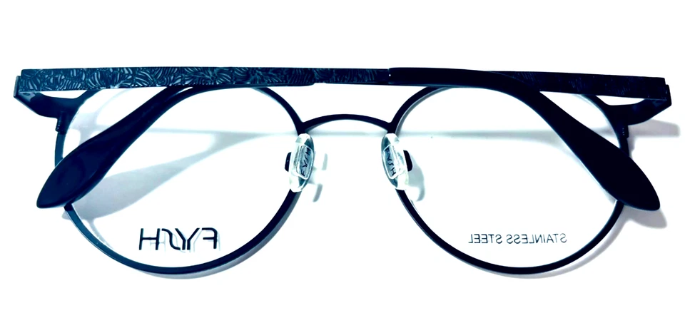 FYSH 3641 M200 BLACK ROUND UNISEX FULL RIM AUTHENTIC EYEGLASSES FRAMES 51-20-135 - Image 2 of 4