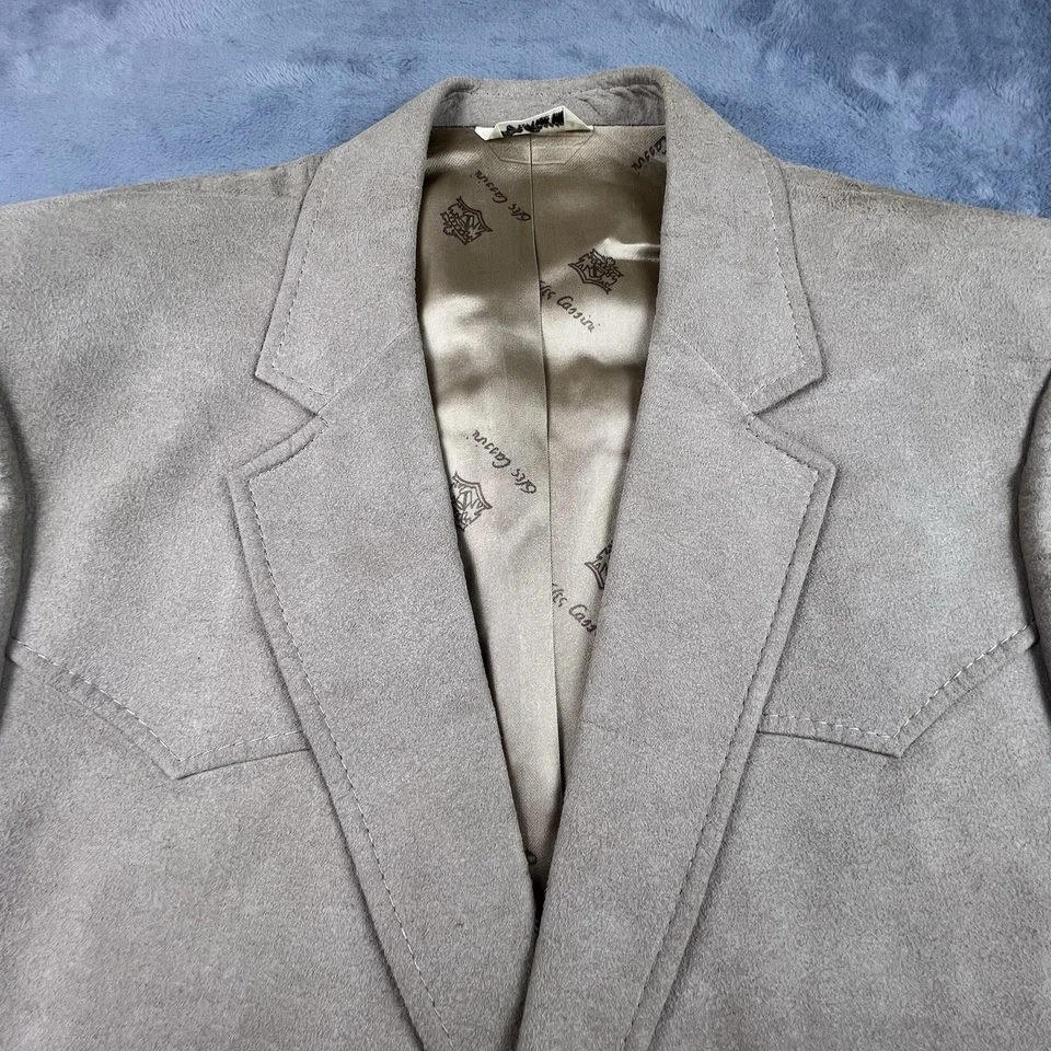 Blazer Vintage Oleg Cassini Hombres 46R Gamuza Cuero Western Yugo Rockabilly Chaqueta Foto 4 de 4