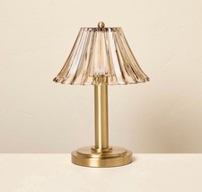 Hearth  Hand with Magnolia Glass Shade Rechargeable Cordless Table Lamp Tan NEW