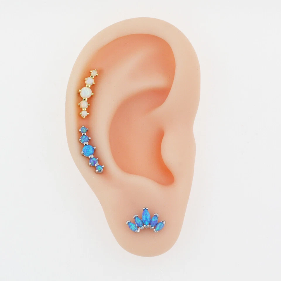 Pendiente de cartílago de ópalo de toma de fuerza 16G perno de hélice Tragus caracola lóbulo pendiente piercings Foto 3 de 4