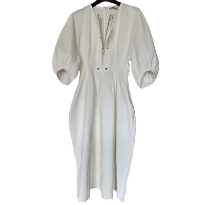 CELINE OFF WHITE LINEN DRESS WITH PUFF SLEEVES SIZE 42 BY PHOEBE PHILO |  eBay
