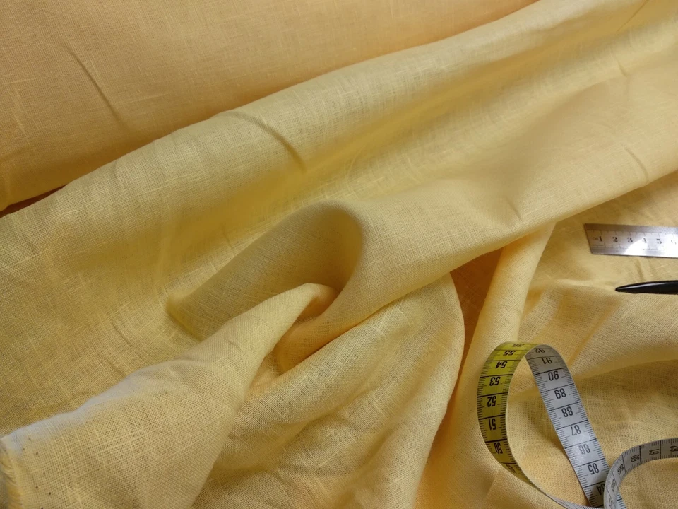 100% linen fabric - yellow -   french belgium flax dense medium - for clothing - Image 2 of 4