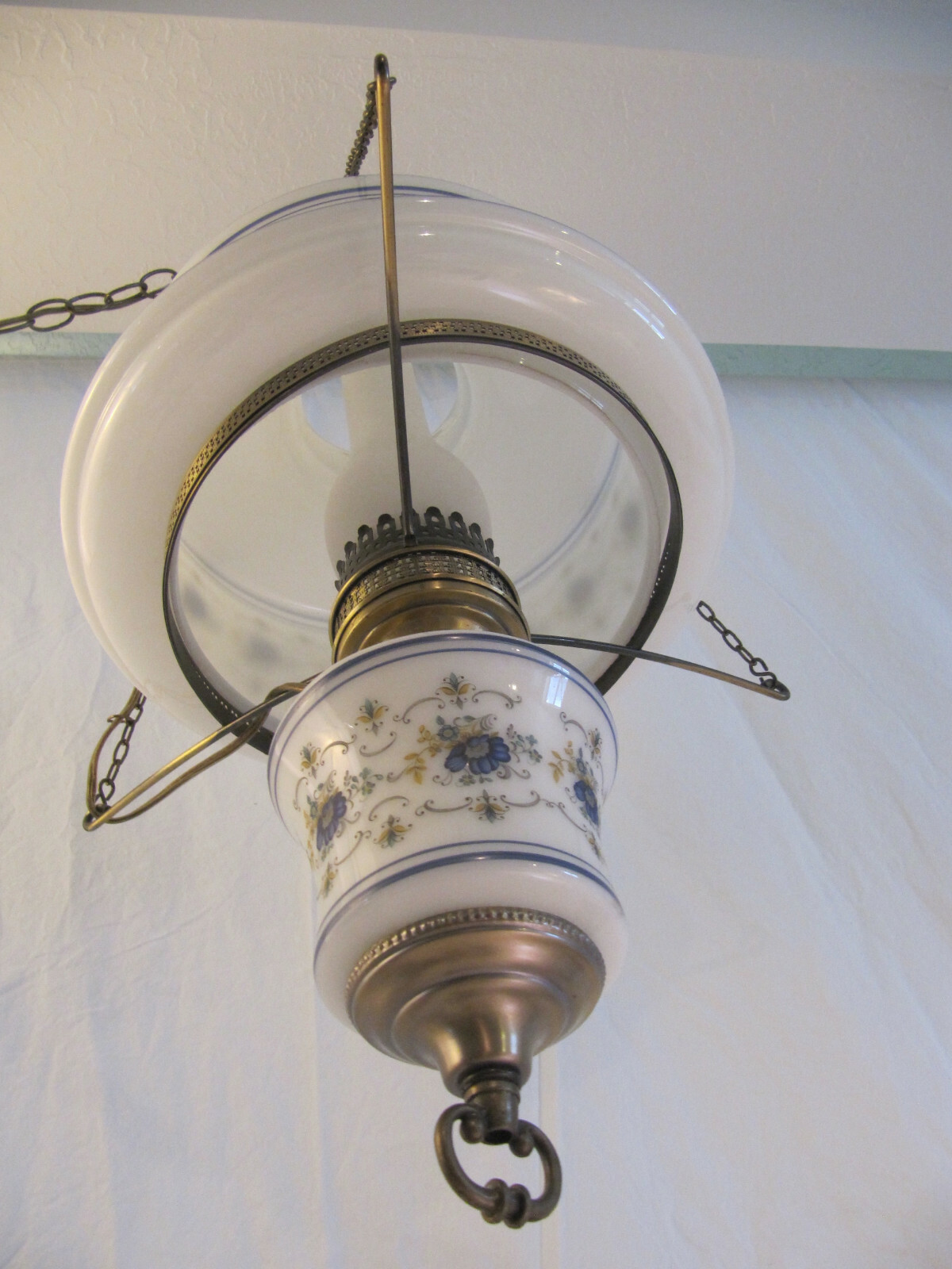 Vintage Electric Antique Oil Lamp Style Farmhouse Swag Hanging Light