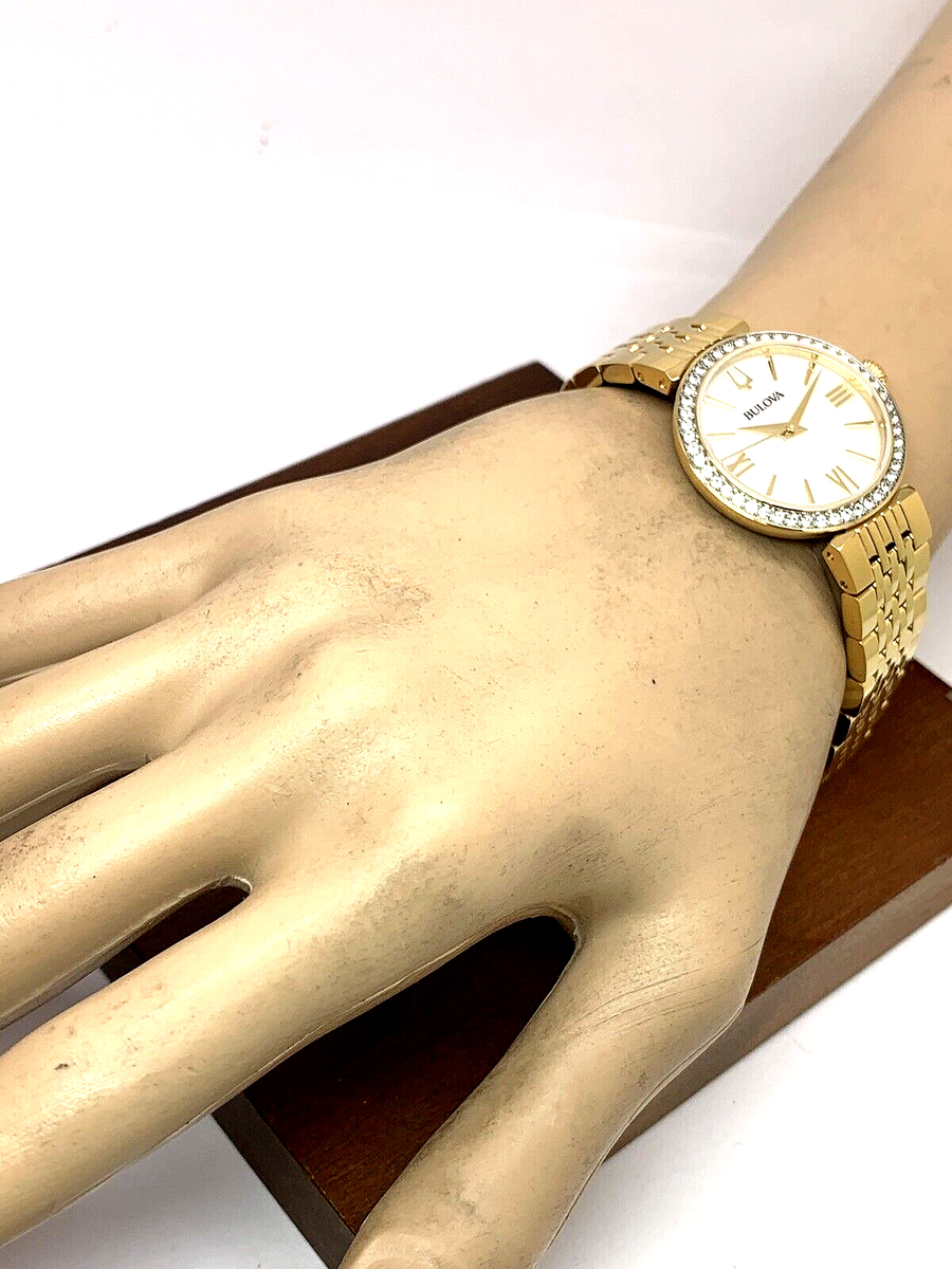Bulova Women\'s Watch 98X122 Quartz White Mother of Pearl Dial Gold Steel… Bulova Women main image 4