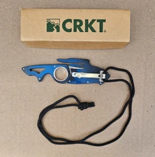 CRKT 2390 Renner Neckolas 2" Plain Blade, Blue Micarta Handle -DISCONTINUED-NEW