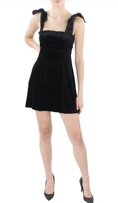 black high neck dress mini V Neck Velvet Mini Dress