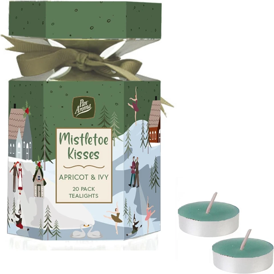 Pan Aroma Christmas Mistletoe Kisses Scented Tealights Apricot And Ivy Pk20 - Image 2 of 3