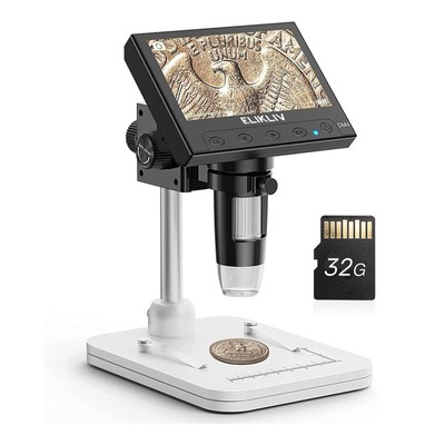 Elikliv LCD Digital Mikroskop 1000X 4,3 Zoll 1080P USB LED Digitalmikroskop 32GB