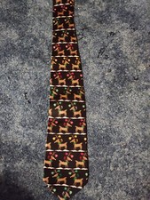 Silk Holiday Tie Christmas Party Snow Reindeer with Wreaths and Christmas balls