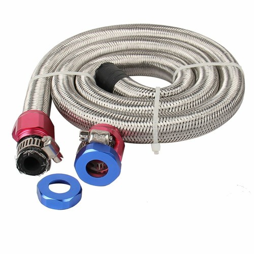 3/8" 3FT Universal Hose Stainless Steel Braided Fuel Line Kit W/ Clamp 1526 NEW - Picture 10 of 10