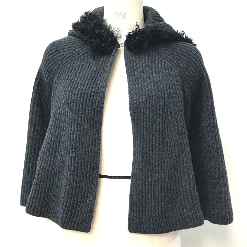 LOUIS VUITTON knit Hooded poncho Cashmere gray