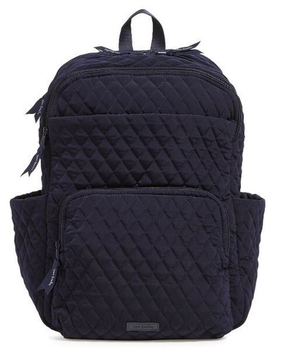 VERA BRADLEY Large ESSENTIAL Backpack Microfiber Black LAPTOP BAG WORK NWT