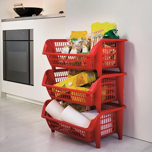 CESTELLI IMPILABILE DA CUCINA - BAGNO - PER LA CASA - PORTAOGGETTI - PORTAFRUTTA - Immagine 4 di 4