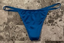 NWT VICTORIA'S SECRET SMALL BLUE SATIN SMOOTH SMOOTH RARE V STRING PANTIES