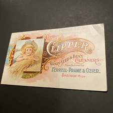 A T Ferrell Company Clipper Grain Seed Saginaw MI Trading Trade Card Advertising