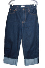 PISTOLA Ryder High Rise Wide Leg Cuffed Button Fly Jeans Dark Wash Size 27 READ