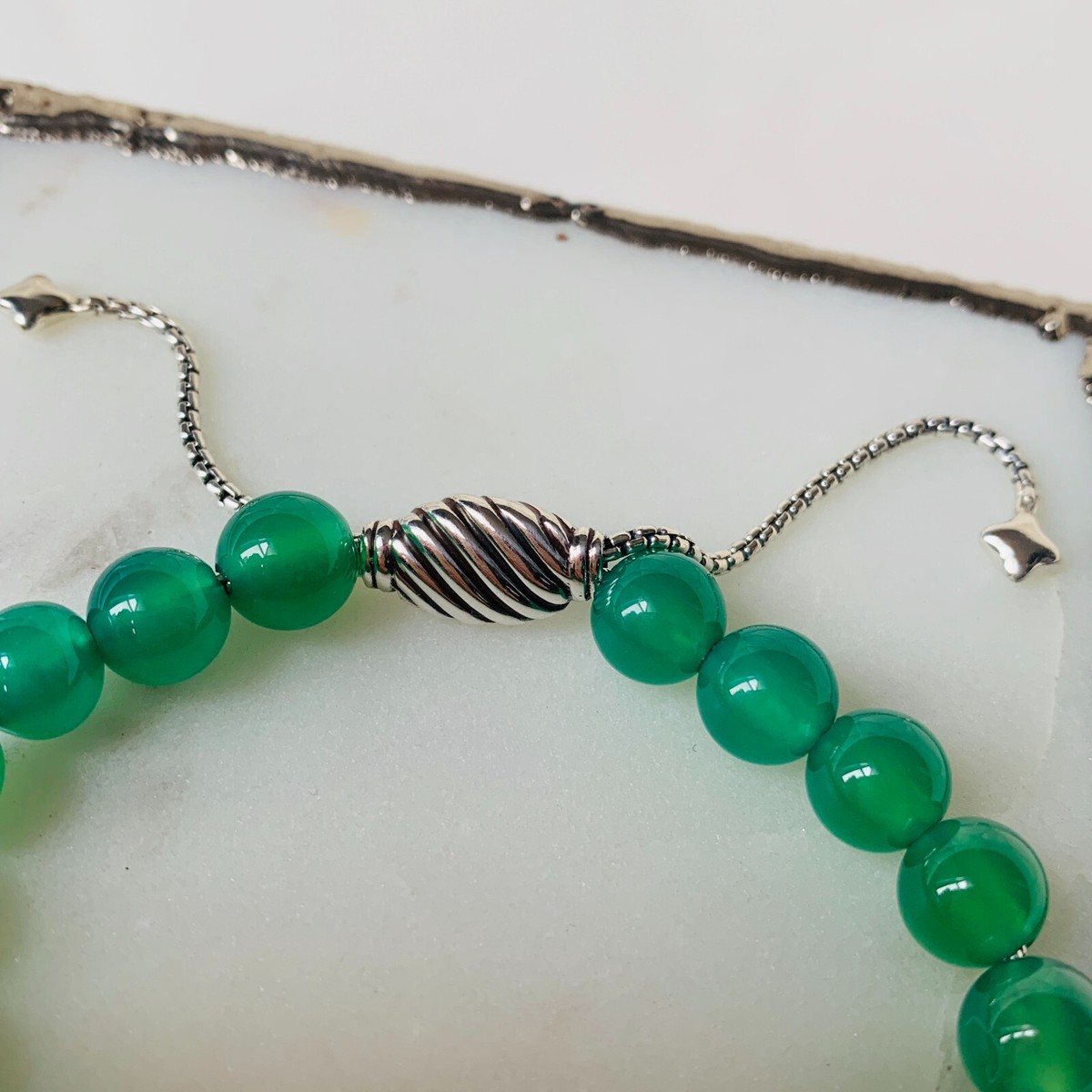 David Yurman Women's Spiritual Bead Bracelet 8mm Green Onyx One