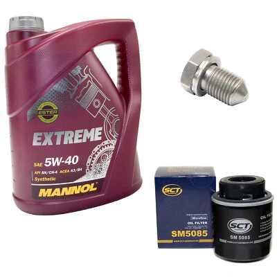 Motoröl Ölfilter SM5085 5W40 5 Liter + Ölablassschraube für Audi Seat Skoda VW - Bild 1 von 4
