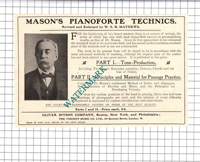 Oliver Ditson Co Dr Mason Mason's Pianoforte Techniques ANZEIGE - 1906 Ausschnitt