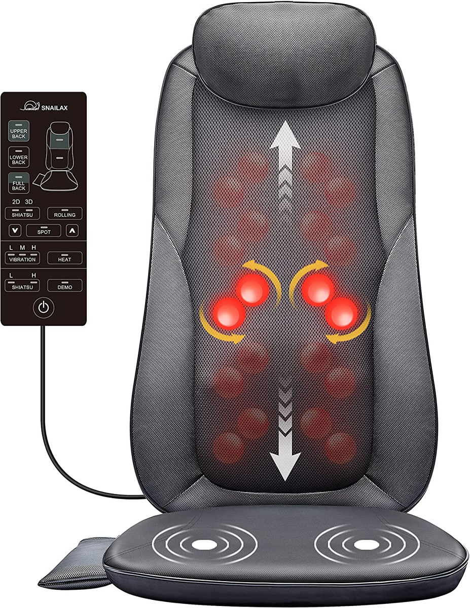Back Massager with Heat, Shiatsu Massage Chair Pad for Back Pain