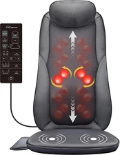 Back Massager with Heat, Shiatsu Massage Chair Pad for Back Pain, Rolling Kneadi