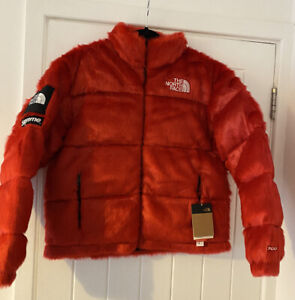 Supreme X The North Face Faux Fur Nuptse Red Small Brand New With s Ebay