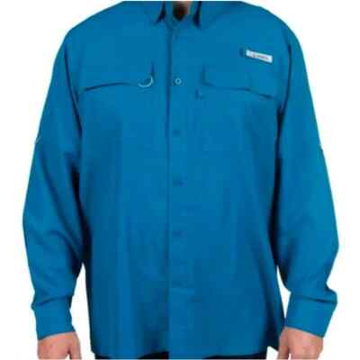 Habit Men's 2XL Blue Fishing Outdoor UPF 40 Vented Long Sleeve Button Up Shirt