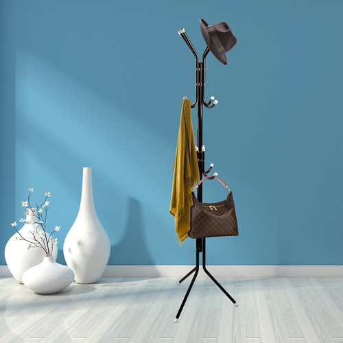 Coat Rack Hat Bag Stand Tree Clothes Hanger Umbrella Holder 12 Hooks
