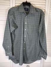 STAFFORD Wrinkle Free Broadcloth Dress Shirt Mens 15.5 X 32/33 Green Plaid L/S